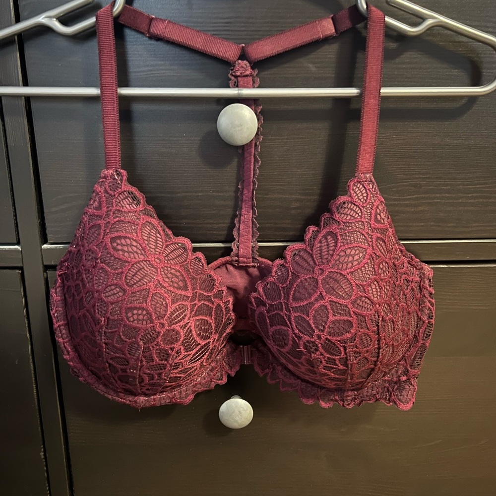 Lace underwire racer back bra, Pink